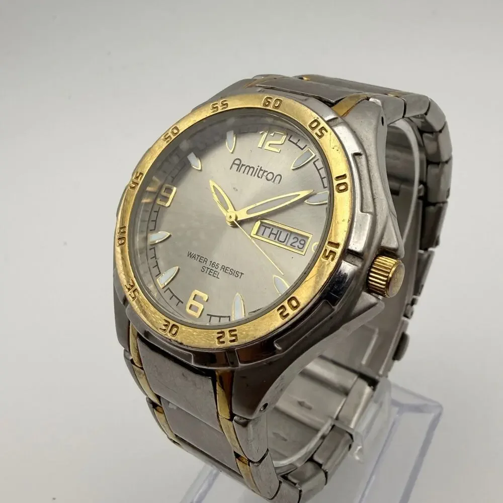 Elegant Vintage Armitron Crissal Men's Two-Tone Watch Working